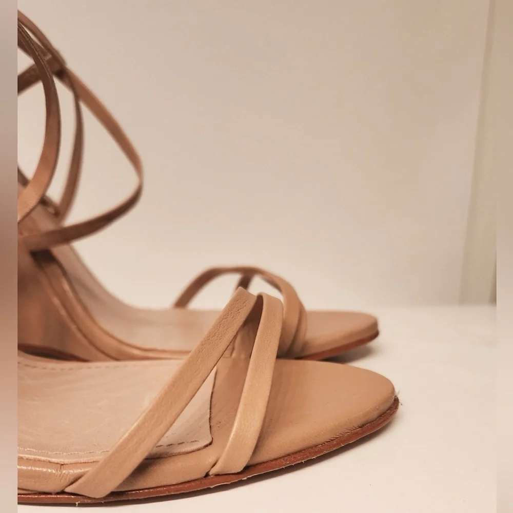 Schutz Deonne Casual Nappa Women’s Tan Strappy Leather Sandal High Heels Size 9 - Picture 8 of 15